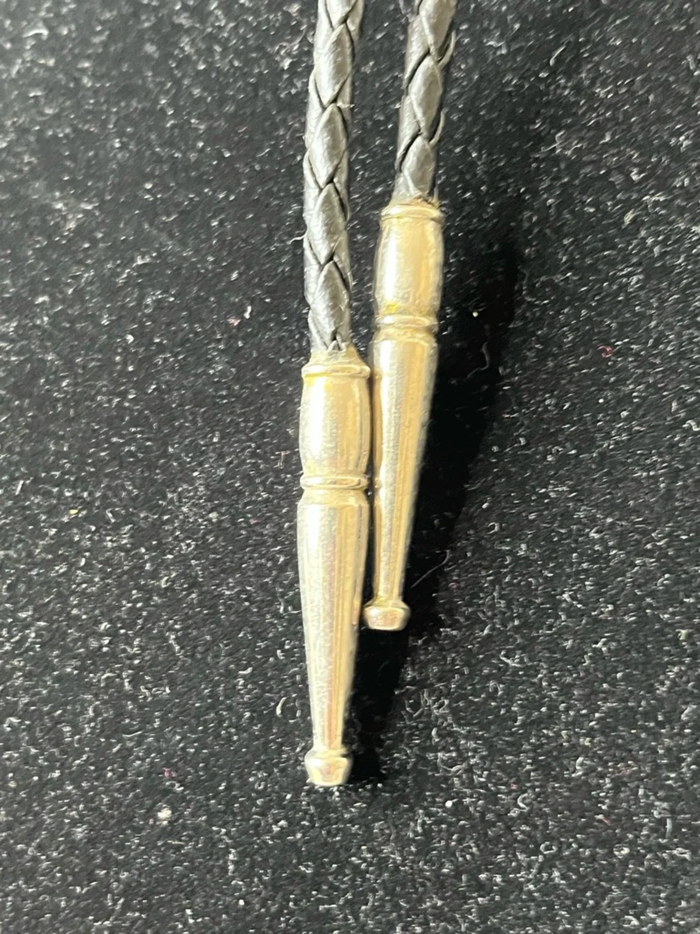 Source Unknown Black Braided Bolo Tie with Silver Moose Slide